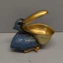 Pelican Key Holder Statues,Fun Animal Hippo Candy Dish,Candy Dish for Office Desk Unique,Modern Key Holder for Pelican Figurine,Suitability Desk candy bowl and Entry Table Decor Items(Gold1) (Golden Blue)