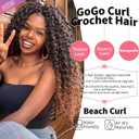 GoGo Curl Crochet Hair for Women Water Wave Curly Crochet Hair Wavy Hair Deep Wave Beach Curl Crochet Synthetic Hair Extensions (18 inch(Pack of 6), T1B/30)