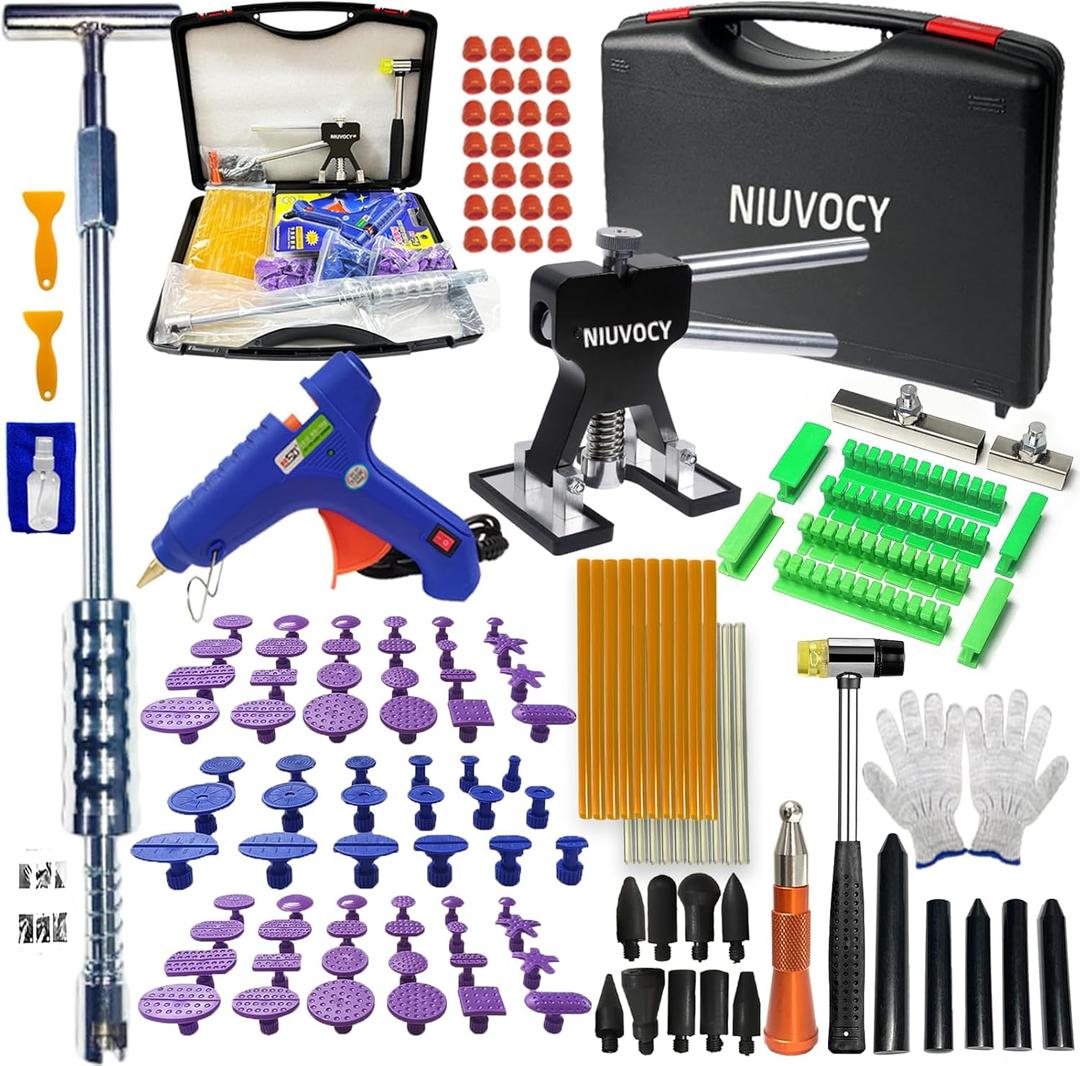 Car Dent Puller Kit,147pcs Paintless Dent Remover Tool for Car,Dent Lifter& Big Size Heavy Duty Auto Slide Hammer Dent Remover Tools for Hail Dent Removal Kit
