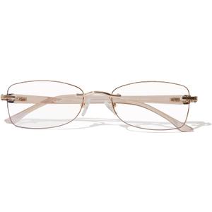 Rimless Reading Glasses for Women, Rectangle Blue Light Blocking Readers With Tinted Edge (Skin Pink)