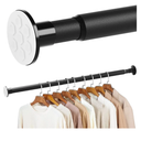 No Drilling Closet Rod, 27.5-82 Inches Hanging Closet Rod for Clothes, Closet Bar & Pole Heavy-duty, Closet Rods for Hanging Clothes For Closet Wardrobes Bathroom Laundry RV Curtains, Black
