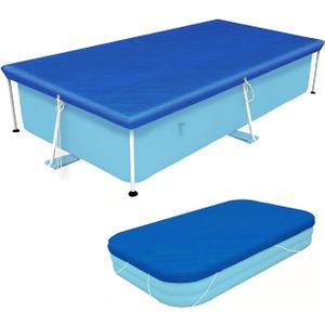 Vanexiss Swimming Pool Cover, Frame Pool Cover with Ropes - Rectangular UV Resistant Polyethylene Rainproof Dust Cover (120'', 80'')