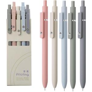 2 x 5pcs Gel Pens (0.5mm Tip), Retractable Quick Dry Black Ink Pens Fine Point Premium Cute Rolling Ball Smooth Writing Aesthetic Pens Comfort Grip for School Office Supplies (Morandi)