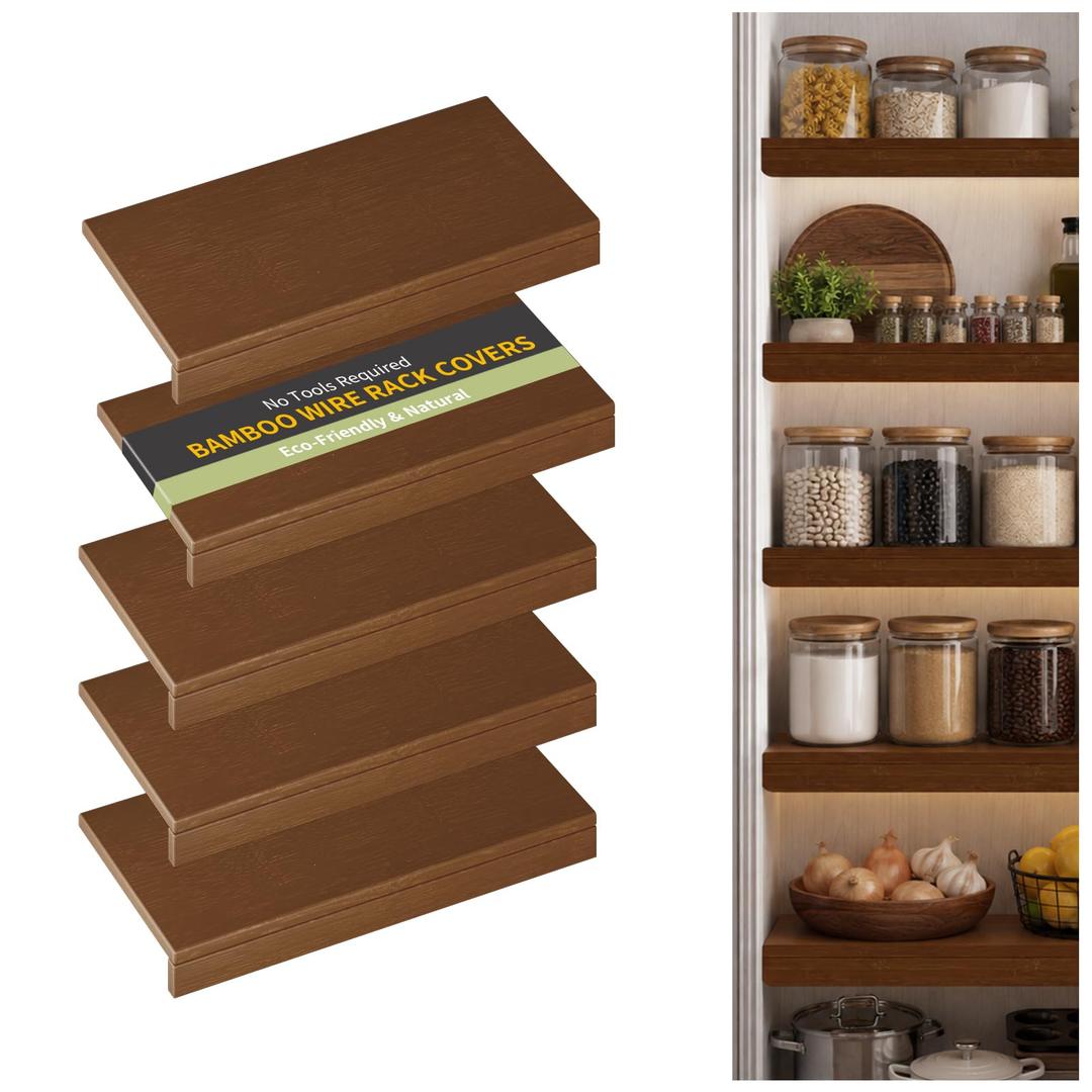 ClimbHope Wire Shelf Covers,24" W x 12" D,4pcs,Walnut