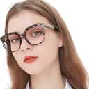 MARE AZZURO Oversized Reading Glasses Women Large Square Readers 1.0 1.25 1.5 1.75 2.0 2.25 2.5 2.75 3.0 3.5 4.0 5.0 6.0 (Leopard)