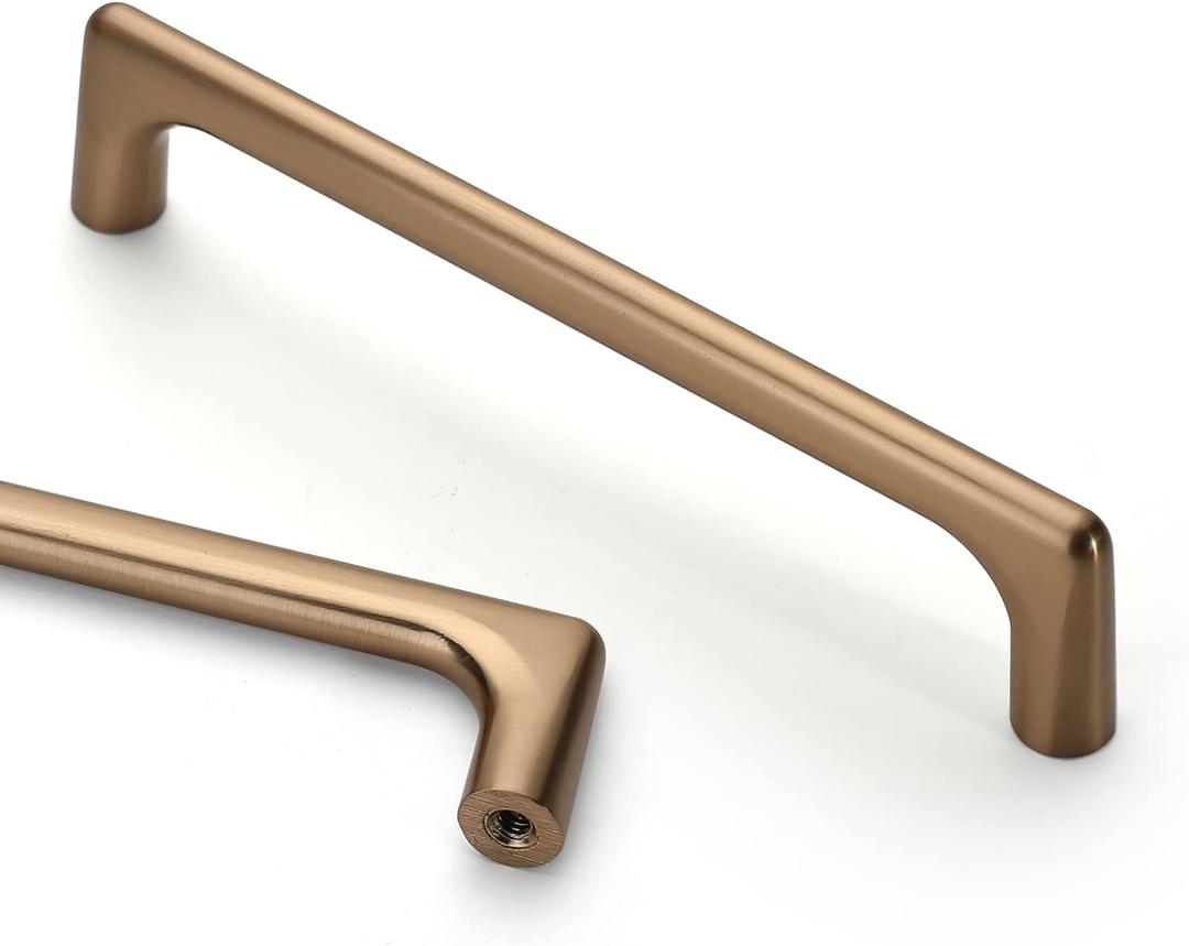 Asidrama 10 Pack 5 Inch(128mm) Champagne Bronze Cabinet Pulls Cabinet Handles Cupboard Handles Kitchen Cabinet Hardware for Cupboard Drawer Pulls (5" Hole Center)