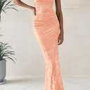 BTFBM Women's Summer Maxi Tube Dress Strapless Side Slit Long Floral Bodycon Dress Elegant Party Cocktail Dresses (XXL)