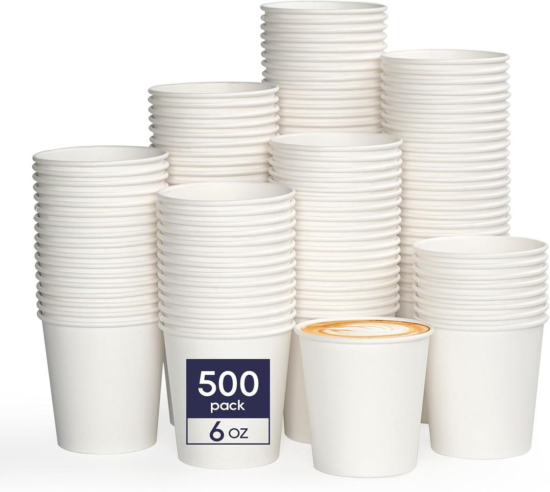 LITOPAK 500 Count 6 oz Paper Cups, Small Disposable Coffee Cups, Paper Espresso Cups, Hot Drinking Cups for Party, Picnic, Travel and Events
