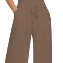BFFBABY Women's Summer Casual Sleeveless Spaghetti Strap Wide Leg Jumpsuit Loose Tube Top Romper with Pockets (Medium, 1035-coffee)