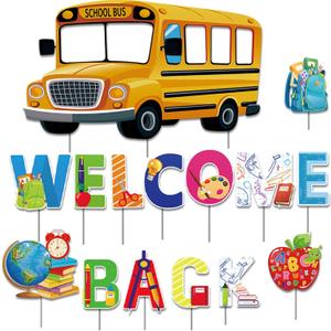 Back to School Yard Signs - 15 Pcs Welcome Back to School Sign, 47.2 x 27.6 inches