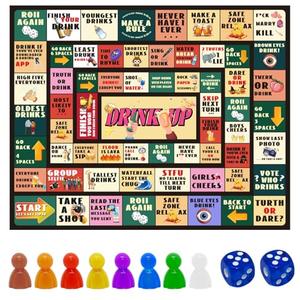 Pack of 2, Arflimar Drinking Board Games for Adults, Waterproof Rubber Mat Drink Up Board Games, Party Interactive Drinking Games or Game Night, Birthday, Family Play, Age 21+, 2-8 Players