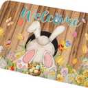 Easter Decorations, Easter Door Mat, Easter Rug, Bunny Rug, Welcome Doormat for Indoor Outdoor, Non-Slip Washable Door Mat for Spring Easter Holiday Decoration (Easter Egg Hunt)