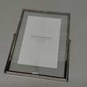 4x6 Silver Metal Floating Picture Frame, Double Glass Tabletop Display, Modern Minimalist Photo Frame for Home & Office Decor