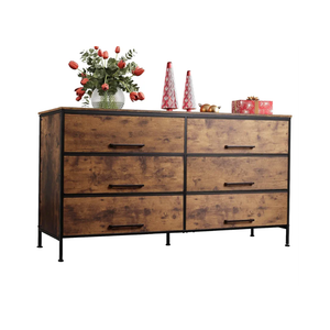 WLIVE 6 Drawer Dresser for Bedroom Large, Fabric Wide Dresser TV Stand for 55, 60, 65, 70 inch TV, Big Long Chest of Drawers with Deep Drawer for Closet, Bedroom, Living Room, Hallway, Rustic Brown