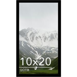 10x20 Picture Frame Black for Wall Mounting, Horizontal and Vertical Formats for Wall Hanging, Wood 10x20 Frame, Black, 1 Pack