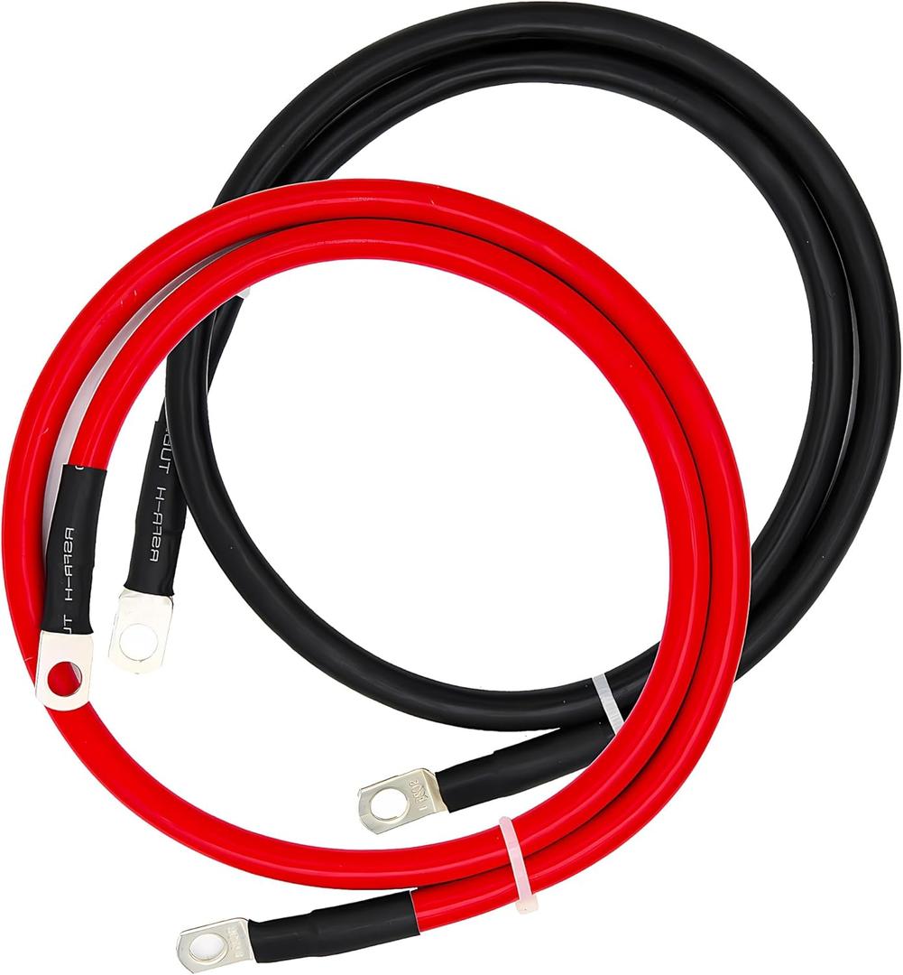 4 AWG Battery Cable,3FT Battery Cables,With 5/16" Ring Terminals for Solar, RV, Auto, Marine Car, Boat