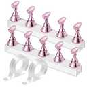 Etercycle Nail Stand Acrylic Nail Art Display Stand Practice Nail Holder for Painting Nails Magnetic Practice Stands with Doublesided Tape For DIY Salon Supplies (Pink)