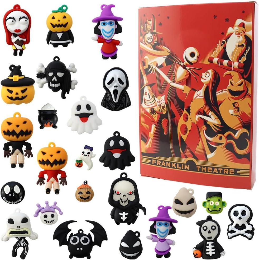 Halloween Advent Calendar 2025, 24 Day Halloween Countdown Calendar, Christmas Advent Calendar, Scary Halloween Doll Collectible Horror Figures Ideal Xmas Party Favors Gift for Kids