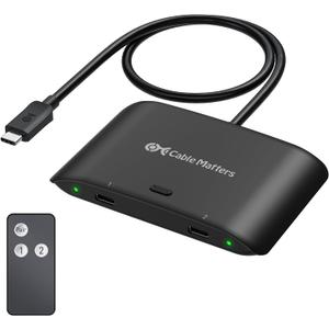Cable Matters 20Gbps USB C Switch for 2 Computers, Up to 8K@30Hz on Windows, 4K@60Hz on macOS, 140W PD, for Sharing a USB-C/Thunderbolt 4 Monitor or Dock (Not Work with Captive Cable Docks), Black