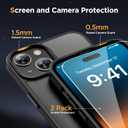 Miracase Magnetic for iPhone 15 Case (Compatible with MagSafe)with 2X Screen Protectors Military-Grade Protection, Anti-Fingerprint Translucent Matte Phone Cover for iPhone 15 6.1 inch, Black