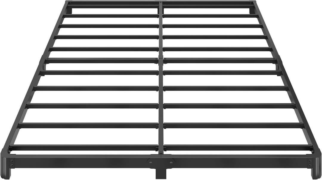 4 Inch Low Profile King Bed Frame with Rounded Corner Legs Heavy Duty Metal King Size Platform Bed Frame No Box Spring Needed, Easy Assembly, Noise Free, Black.