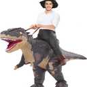 MXoSUM Adult Dinosaur Costume Inflatable Riding T- rex costume Funny Dino Blow up Costume Suit for Halloween Party Cosplay (Black)