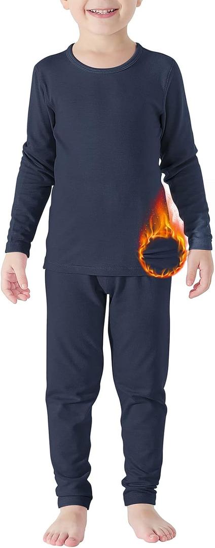 American Trends Kids Thermal Underwear Set Ultra Soft Kids Long Johns Sets Toddler Base Layer for Boys Girls (Large (100) /3T-4T, Navy)