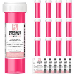 LOVEVOYAGE Bachelorette Party Favors - 12 Pack Pink Empty Pill Bottles, DIY Hangover Kit Supplies for 21st Birthday, Nashville Girls Trip, Bridal Shower & Wedding Guest Gifts