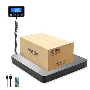 Digital Shipping Scale, 5g High Accuracy 440 lb Postal Scale with Hold and Tare Functions for Parcels/Luggage/Home, Manual/Auto Shutoff, Extended LCD Display, Batteries and AC Adapter Included (Silver-Stainless Steel)