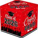 Graduation Card Box 2026 - Congrats Grad Card Boxes Holder, Red Class of 2026 Graduation Gift Cards Box for Graduation Party Decorations 2026 Favors Decor Supplies Props,9x 9 x 9 inches