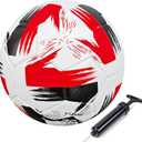 Soccer Ball Size 5 Soft Leather Anti Explosion Practice Training Boys Girls Adults with Pump Needle