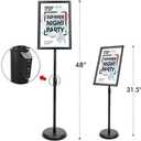 YIYO Adjustable Pedestal Poster Sign Stand,8.5 x 11 Advertising Business Menu Sign Holder for Floor Standing with Aluminum Snap-Open Reusable Frame,Black (8.5 x 11)