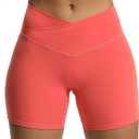 Aoxjox Metamorph Workout Biker Shorts for Women Tummy Control High Waisted Athletic Gym Running Deep V Yoga Short 6" (Spiced Coral, XX-Small)