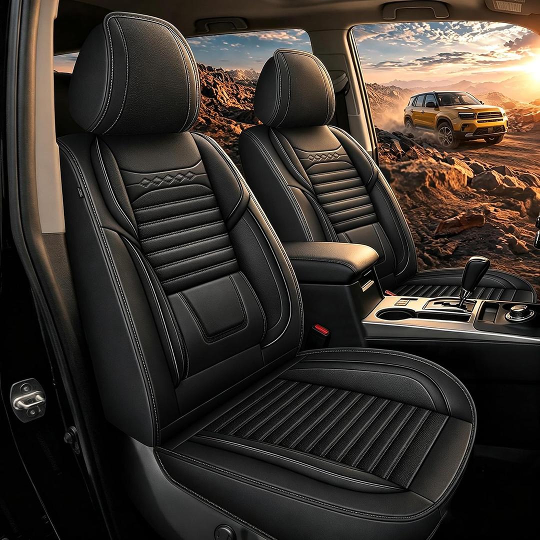 Custom for Toyota 4Runner Seat Covers 2010-2024 5th gen 5 Seats
Premium Waterproof Faux Leather Resists Spills, Stains, Scratches, Wipe Clean & Easy to Install Black Seat Protectors