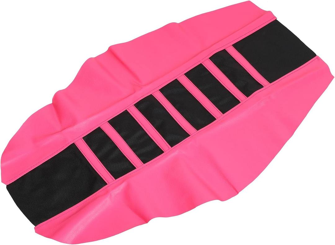 X AUTOHAUX Universal Motorcycle Pit Dirt Bike Faux Leather Soft Seat Cover Anti Slip Seat Cushion Pink Black 1Pcs