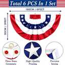6 Pack 3x6 FT American Bunting Flag 4th of July Decorations Outdoor, Patriotic USA Pleated Fan Flags Banner for 250th Anniversary, Independence Day Porch, Red White and Blue Memorial Day Outside Decor