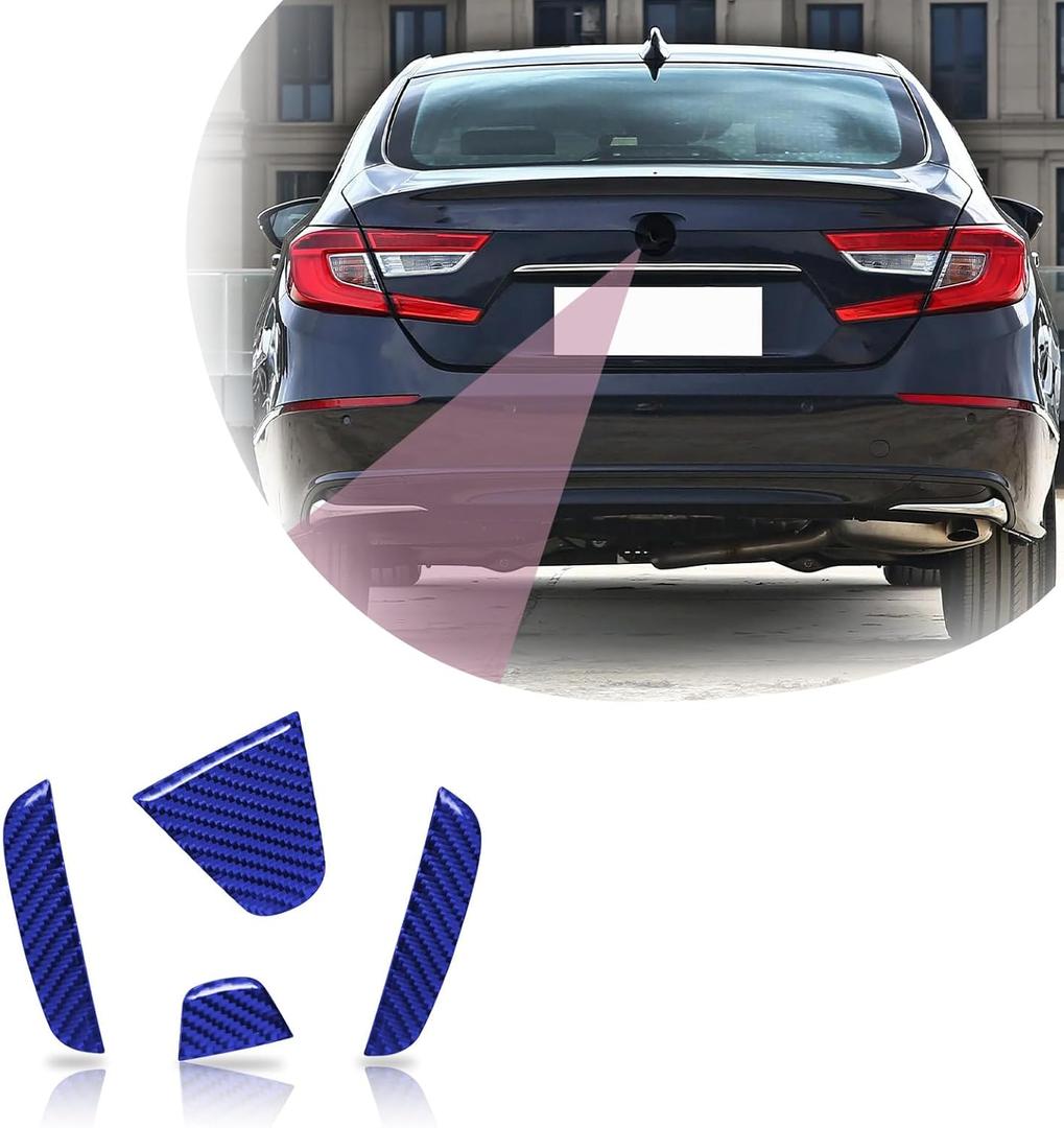 QianBao Compatible with Carbon Fiber Car Rear Logo Decoration Sticker Exterior Accessories Rear Tailgate Emblem Sticker for Honda Civic 2016 2017 2018 2019 2020 2021 (4Pcs Blue) (Blue)