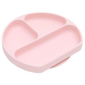 Bumkins Toddler and Baby Suction Plate, Divided Grip Dish for Babies and Kids, Baby Led Weaning, Feeding Supplies, Sticks to Tables and Highchairs, Platinum Silicone, for Chidren 6 Months, Pink (B4 Pink-GD)