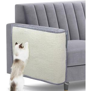 Upgraded Cat Scratch Furniture Protector,Cat Scratch Sofa Arm Sheild with Large Size Natural Sisal for Protecting Couch Sofa Chair Furniture 27.9''L*19.7''W (Light Grey/Right Handed)