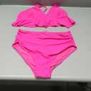 Tempt Me Women Two Piece Swimsuits High Waisted Bikini Set Ruffle Flounce Tummy Control Bottoms Bathing Suit, Size Large