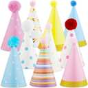 PixiPy Birthday Party Hats for Kids - 10 pc Colorful Cone-Shaped 7 inch Celebration Headwear for Memorable Parties - Fun Birthday Party Supplies & Decorations