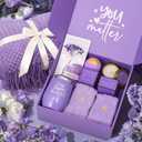 Mothers Day Gifts for Mom Wife Grandma Daughter Sister Friends, Self Care Get Well Gifts, Lavender Relaxing Spa Gift Basket Care Package w/Blanket, Birthday Gifts for Women Her Girlfriend Aunt Teacher