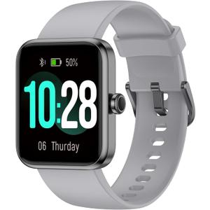 Smart Watch for Women Men, Fitness Tracker Watch with Heart Rate Monitor, Sleep, Blood Oxygen Tracker, 5ATM Waterproof Smartwatch Sports Watch Compatible with Android iOS Phones Step Calories Counter (Gray)
