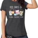 100 Days of School Shirt for Women 100th Day of School Tshirts Teacher Tee Top (L)