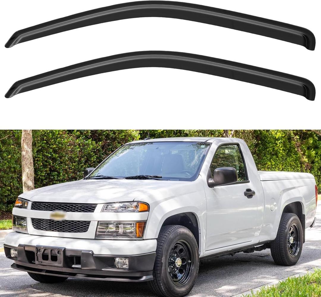 Window Visors Rain Guards for 2004-2012 Chevy Colorado/GMC Canyon Regular Cab, Out-Channel Window Vent Wind Deflectors Visors Shades for 04-12 Colorado/Canyon Standard Cab