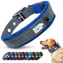 Black Rhino Reflective Dog Collar - Heavy Duty Adjustable Comfort Collar with Ultra Soft Neoprene Padding for All Breeds - Weatherproof, Lightweight Dog Collars for Large Dogs (Large, Blue/Grey)