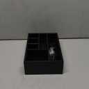 Paper Plate Holder, Utensil Caddy Organizer, Wood Paper Plate Dispenser, Silverware Caddy Holder, and Disposable Coffee Bar Accessories Box for Kitchen Counter, Party, Camping, Picnic (6 compartment)