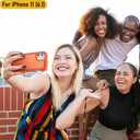 Case is Specially Designed for iPhone 11 6.1 Inch, Full Body Protection Heavy Duty Shock Absorbing 3 in 1 Silicone Rubber Built-in Stand with 2 Tempered Screen Protectors-Orange/Clear