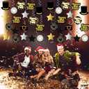 KatchOn, Happy New Year Hanging Swirls 2026 - Pack of 18, NO DIY | New Years Eve Party Supplies 2026 | NYE Decorations 2026 | Happy New Year 2026, NYE Party Favors | Happy New Years Decorations 2026 (Black and Gold With Silver Star)