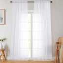 Extra Long Sheer White Curtains for Bedroom Living Room 120 Inches Long 2 Panels Set, Solid Soft Light Filtering Rod Pocket Sheer Window Curtains, White, Each 42" Wx120'' L 